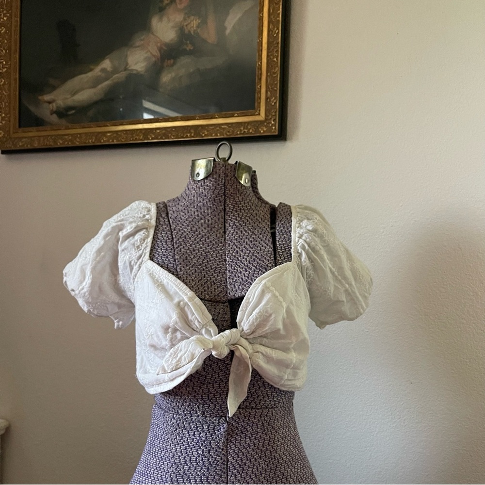 White crop top tie blouse